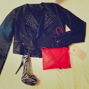 SOLD Vegan soft Leather biker jacket✨